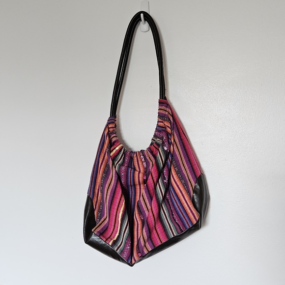 Cotton hippie shoulder bag with sequences - Picture 7 of 8